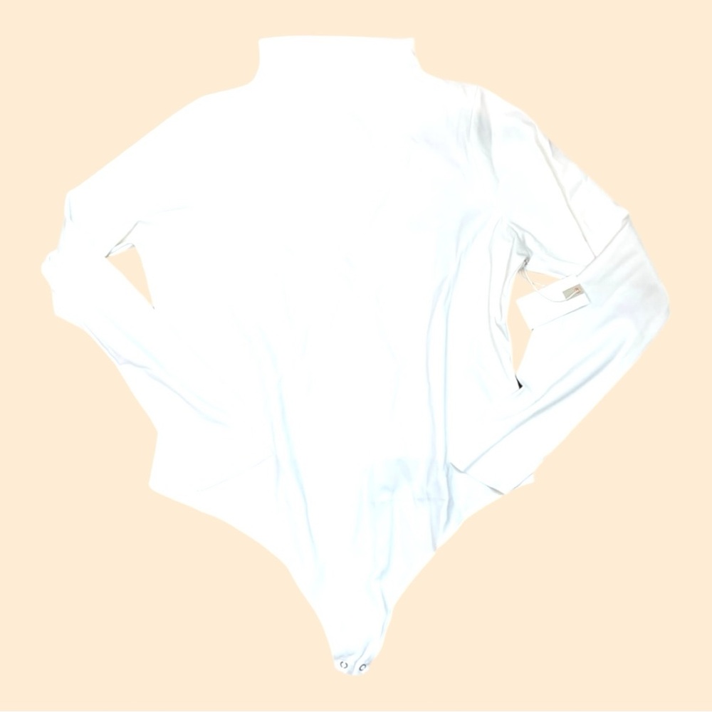 NWT Good American L/S Funnel Neck White Soft Scuba Smoothing Thong Bodysuit - Picture 4 of 10